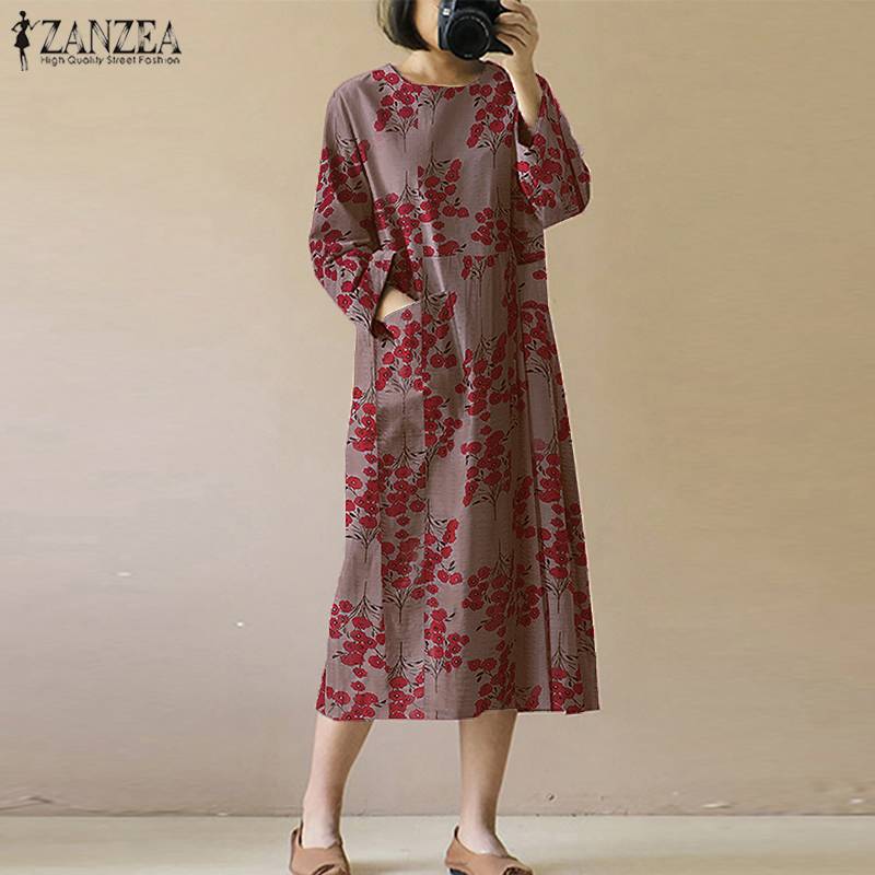 2020 Autumn Floral Printed Sundress ZANZEA Women Long Sleeve Dress Vintage Casual O Neck Midi Vestidos Female Robe Plus Size 5XL, Gray
2020 Autumn Floral Printed Sundress ZANZEA Women Long Sleeve Dress Vintage Casual O Neck Midi Vestidos Female Robe Plus Size 5XL, Gray