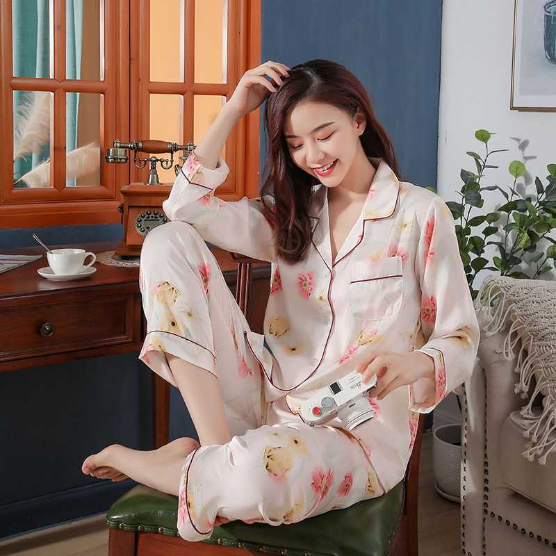 Printing Spring Summer Pijamas Women Long Sleeve Turn Down Collar Elegant Women's Nightwear Plus Size Loose Female Sleep Tops, Style 1
Printing Spring Summer Pijamas Women Long Sleeve Turn Down Collar Elegant Women's Nightwear Plus Size Loose Female Sleep Tops, Style 1