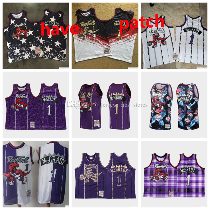 Men TorontoRaptorsVince Carter 1 McGrady Mitchell & Ness Black/Gold White Purple 1997-98 Hardwoods Classics Swingman Jersey