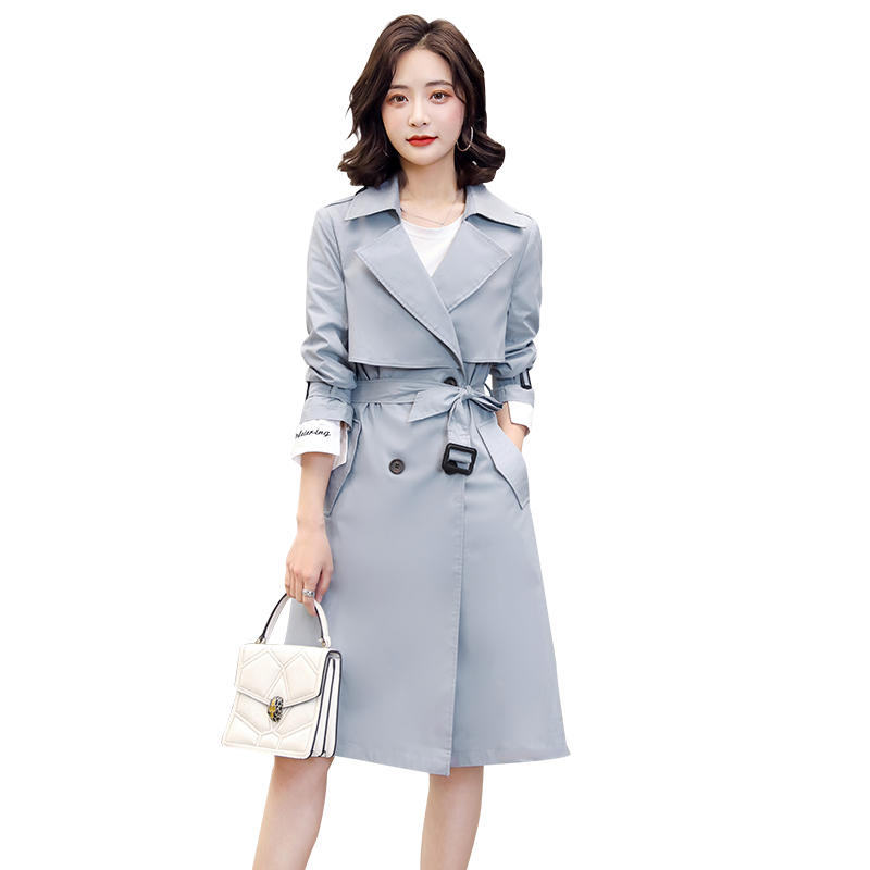 Windbreaker jacket women's medium long spring 2020 new fashion high-end Slim British style spring autumn popular overcoat, Blue
Windbreaker jacket women's medium long spring 2020 new fashion high-end Slim British style spring autumn popular overcoat, Blue