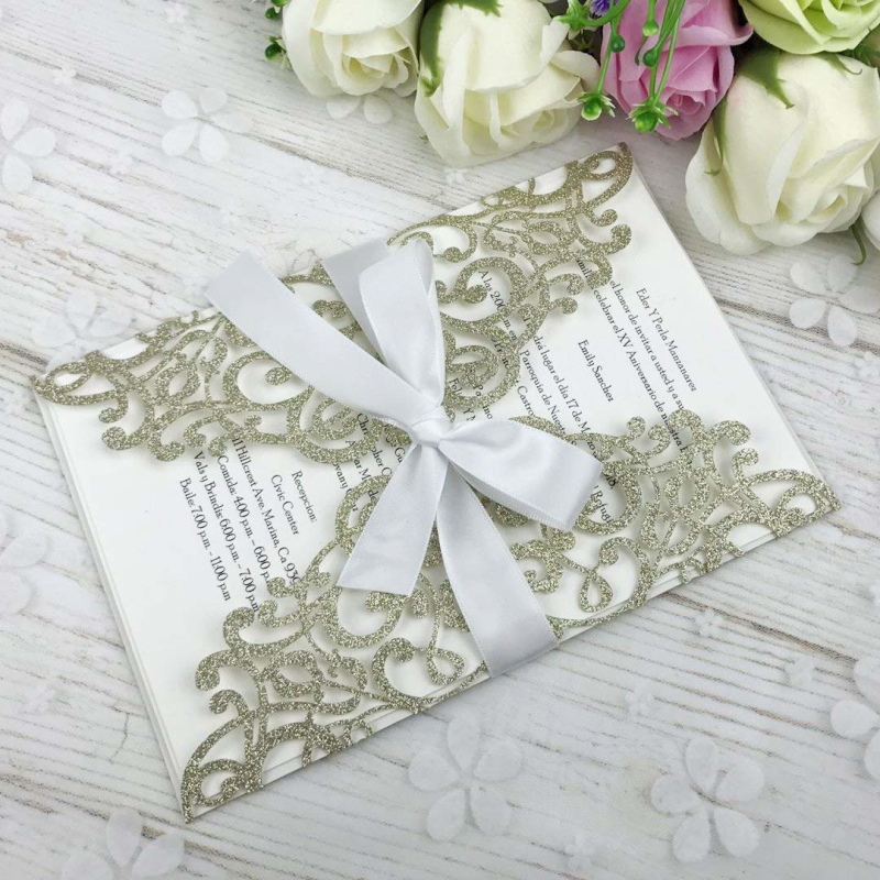 PONATIA 20 PCS Champagne Gold Glitter Bling Invitation Cards With Ribbon For Wedding Bridal Shower Engagement Birthday Invite
PONATIA 20 PCS Champagne Gold Glitter Bling Invitation Cards With Ribbon For Wedding Bridal Shower Engagement Birthday Invite
