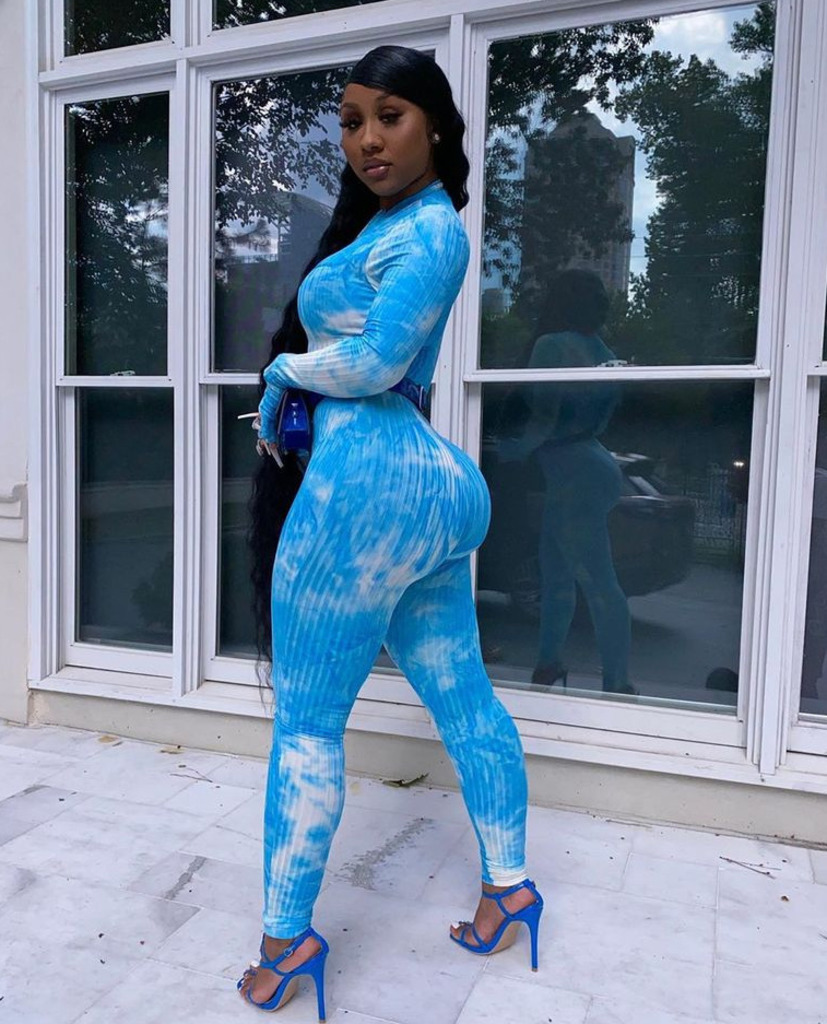 New Sexy Womens dresses Onesies Desinger Jumpsuit Rompers Tie Dyed Print Slim Long Sleeve Zipper Ladies Casual Pant One Piece Clothing