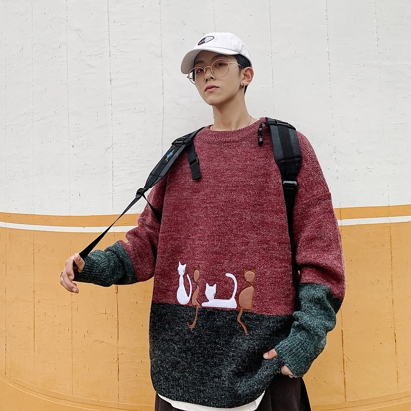 Winter Sweater Men Warm Fashion Print Contrast Color Casual O-neck Sweater Pullover Man Streetwear Loose Long-sleeved, Black
Winter Sweater Men Warm Fashion Print Contrast Color Casual O-neck Sweater Pullover Man Streetwear Loose Long-sleeved, Black