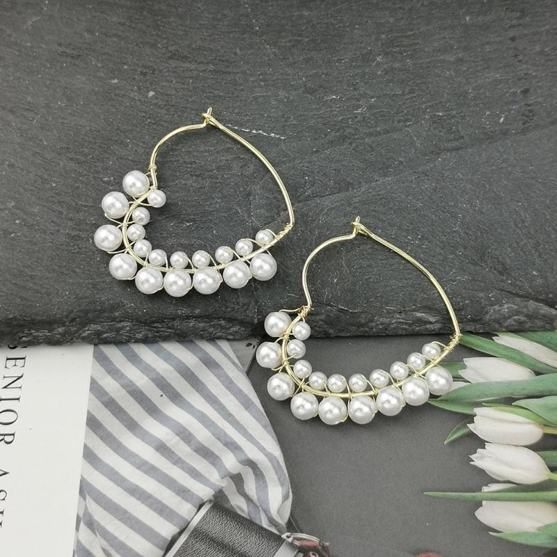 Handmade Knit Imitation pearl Hearts Copper Hoop Earrings For Women Golden Silver Color Wedding Earrings Fashion Jewelry UKEN
Handmade Knit Imitation pearl Hearts Copper Hoop Earrings For Women Golden Silver Color Wedding Earrings Fashion Jewelry UKEN