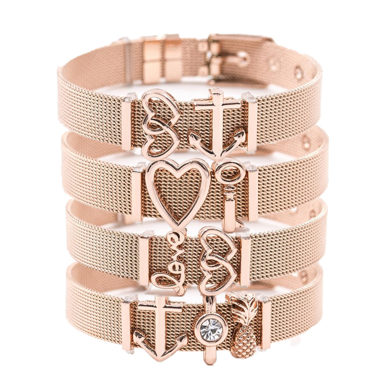 Drop shipping SANSHOOR Rose Gold Charm Mesh Bracelet Set Stainless Steel DIY Charm Bracelet as Woman Valentine's day gift
Drop shipping SANSHOOR Rose Gold Charm Mesh Bracelet Set Stainless Steel DIY Charm Bracelet as Woman Valentine's day gift