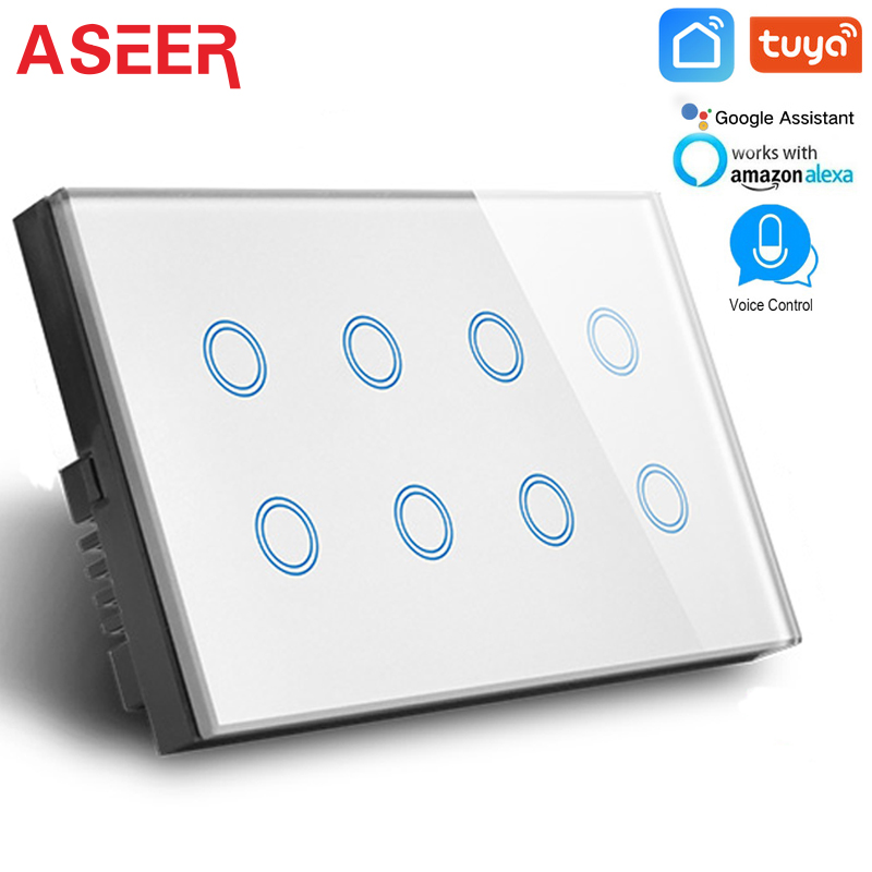 ASEER Tuya Smart Life APP Control WIFI Switch UK 110-240V,Crystal Glass 8 gang light wifi switch 600W,compatible Alexa Google
ASEER Tuya Smart Life APP Control WIFI Switch UK 110-240V,Crystal Glass 8 gang light wifi switch 600W,compatible Alexa Google