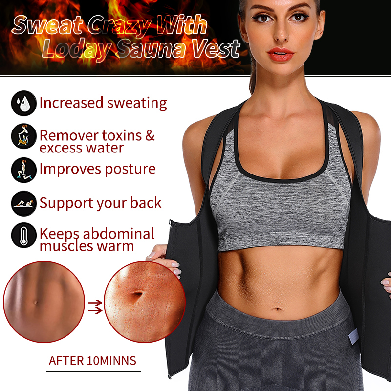 Women Waist Trainer Corset Zipper Vest Neoprene Body Shaper Cincher Tank Top with Adjustable Straps Waist Shapewear T200819