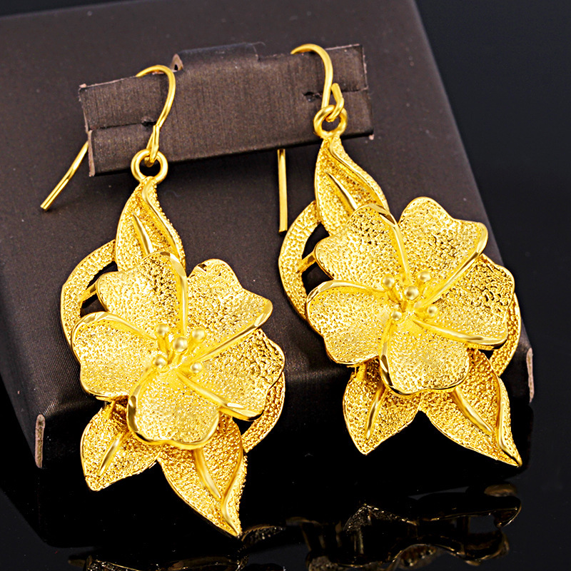 Long Tassel Earrings Fashion Wedding Earrings 18K Yellow Gold Filled Bridal Lady Womens Dangle Earrings Pretty Gift