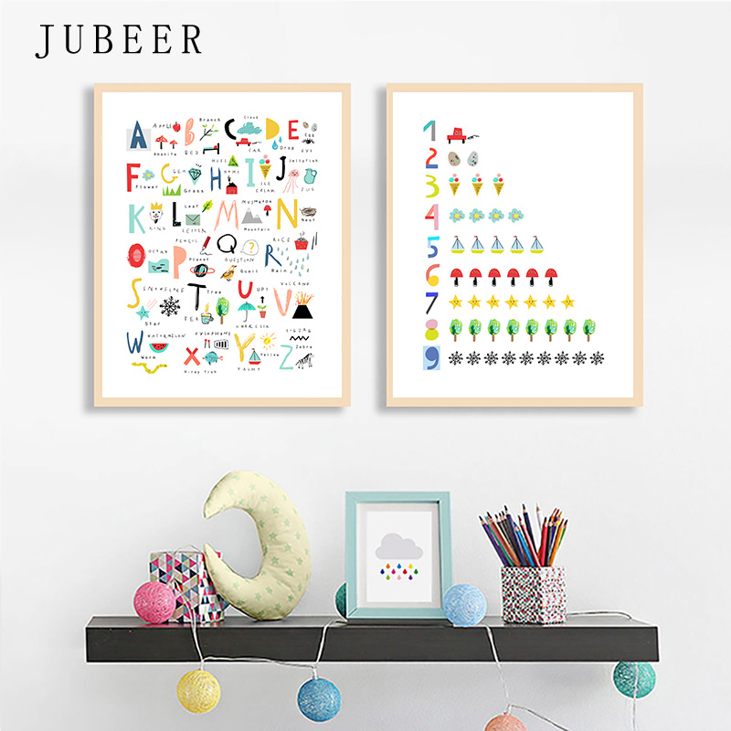 Posters Kinderkamer Letters Numbers Poster Alphabet Wall Pictures for Bedroom Baby Decoration Room Wall Nursery Art Paintings
Posters Kinderkamer Letters Numbers Poster Alphabet Wall Pictures for Bedroom Baby Decoration Room Wall Nursery Art Paintings