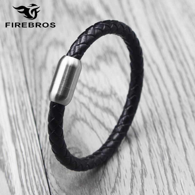 FIREBROS Silver Color Stainless Steel Magnetic Buckle Genuine Braided Leather Bracelet Men Women Jewelry Accessories Droshipping
FIREBROS Silver Color Stainless Steel Magnetic Buckle Genuine Braided Leather Bracelet Men Women Jewelry Accessories Droshipping