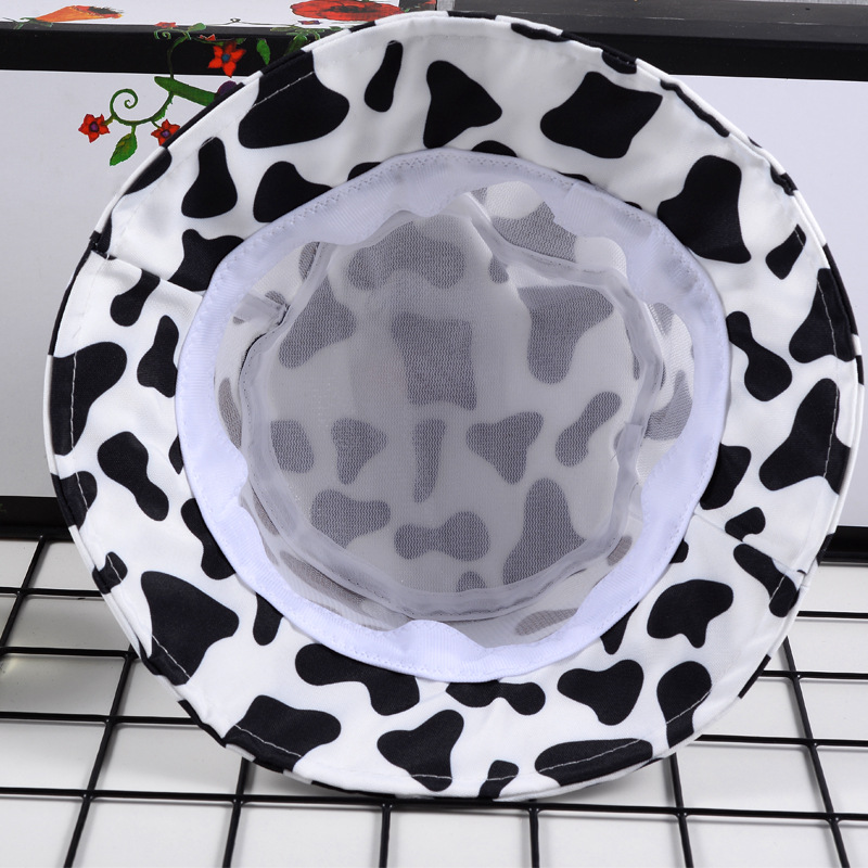 New Fashion Cow Print Hat White Black Bucket Hat Reversible Fisherman Caps Summer Hats For Women Gorras