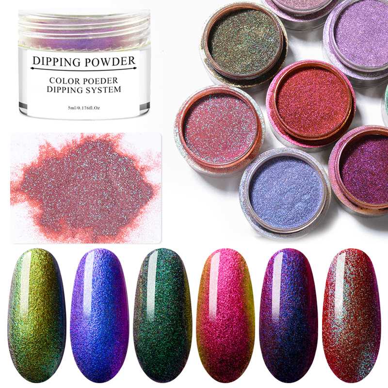 T-TIAO CLUB 5ml Chameleon Powder Dipping System Mirror Effect Holographic Glitter Nail Art Manicure Without Lamp Cure Natural Dr
T-TIAO CLUB 5ml Chameleon Powder Dipping System Mirror Effect Holographic Glitter Nail Art Manicure Without Lamp Cure Natural Dr