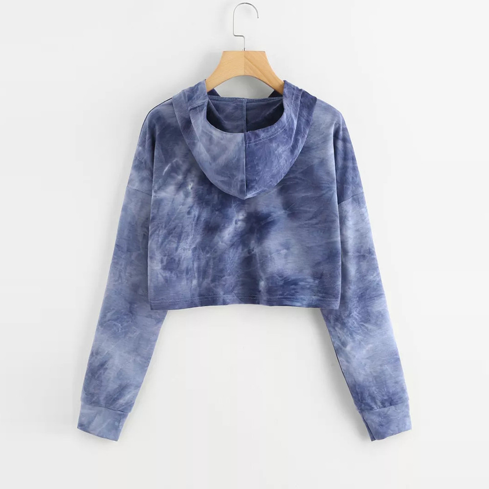 Hoodies Women Harajuku Sweatshirt Tie Dye Kpop Crop Top Hoodie Streetwear Korean Style Woman Clothes 2019 Moletom bluzy damskie MX200808