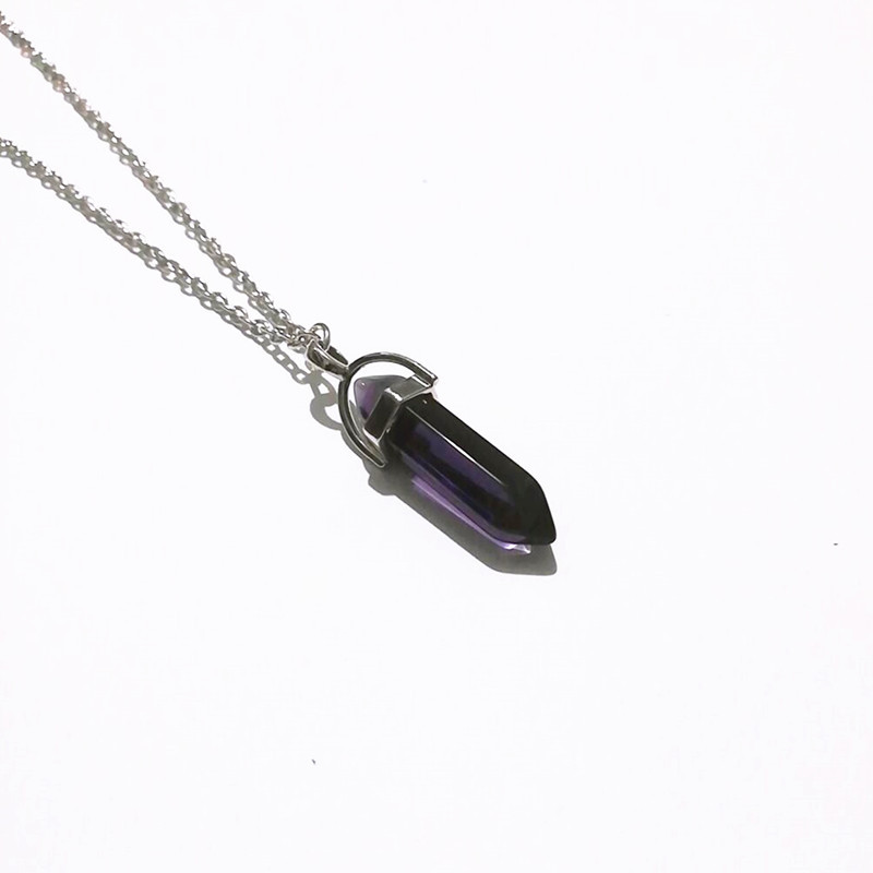 Cheap Glass Bullet shape Hexagonal prism Necklace Jewelry for Women Men MKI