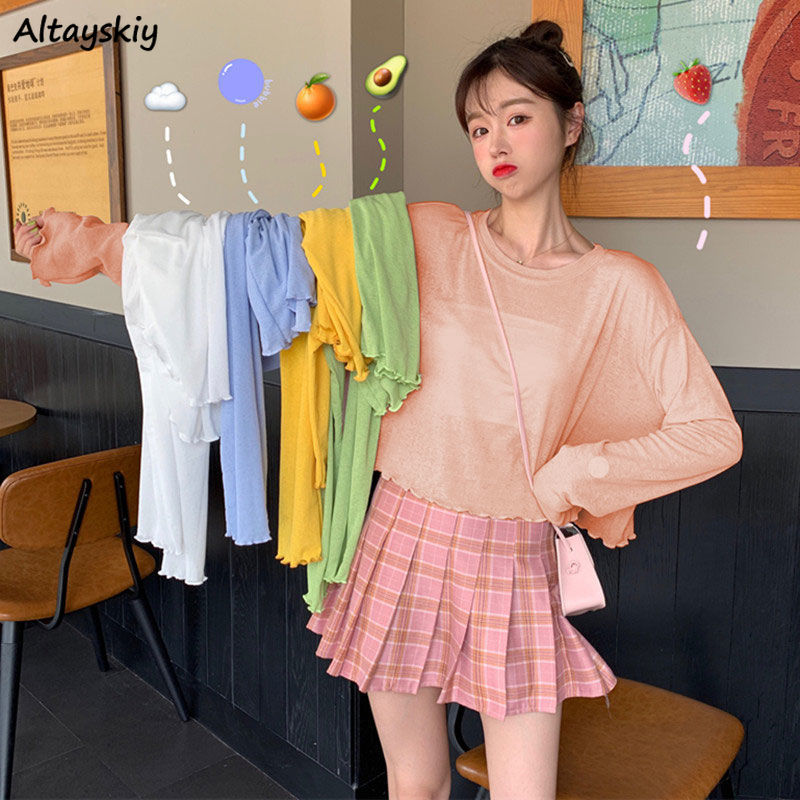 T-shirts Womens Summer Long Sleeve Candy Color Sunscreen Crop Tops Loose Plus Size 2XL Chic Girls Ripped Sweet Kawaii All-match, A-green
T-shirts Womens Summer Long Sleeve Candy Color Sunscreen Crop Tops Loose Plus Size 2XL Chic Girls Ripped Sweet Kawaii All-match, A-green