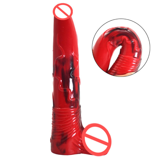Énorme animal à long silicone liquide Dildo Cheval pénis coloré vert Sex Toys pour les femmes Masturbate godemichés