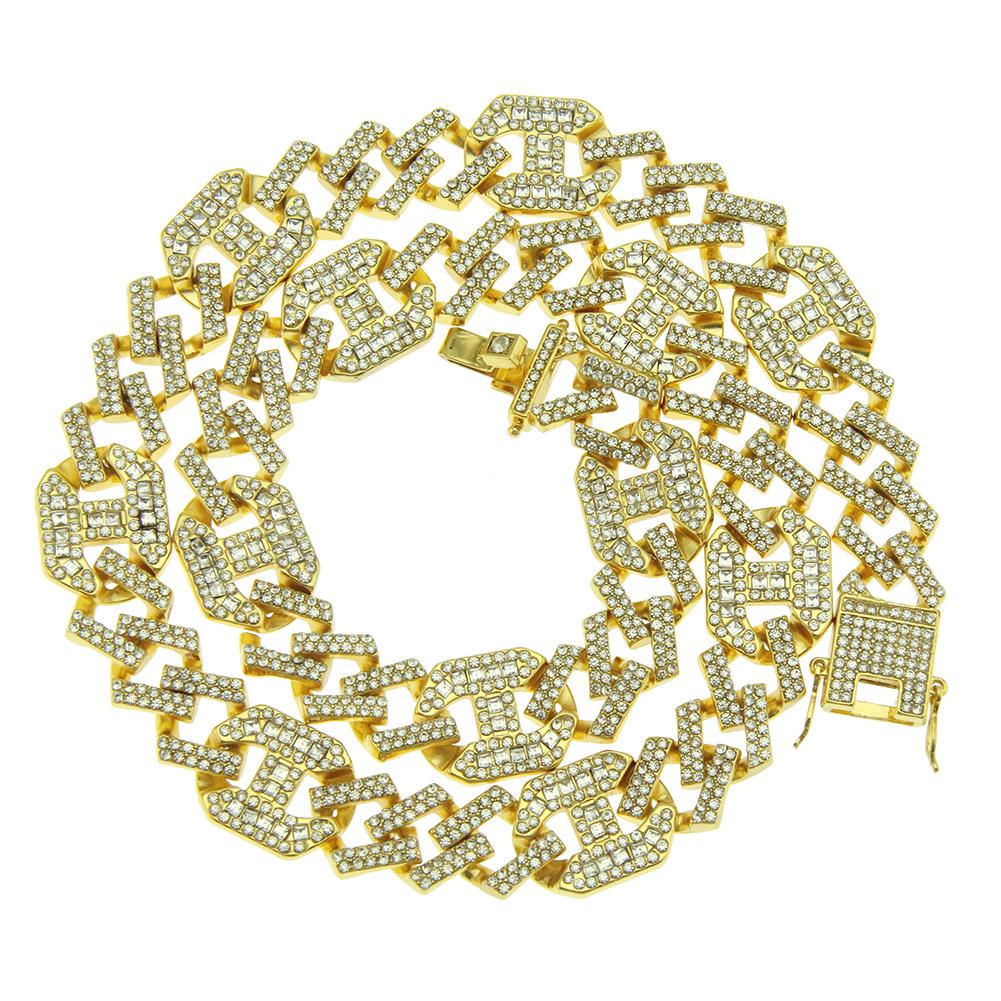 17mm Personalized Hip Hop Mens Gold Bling Diamond Cuban Link Chain Choker & Long Necklace Bracelet Masculina Bijoux Jewelry Chains for Men