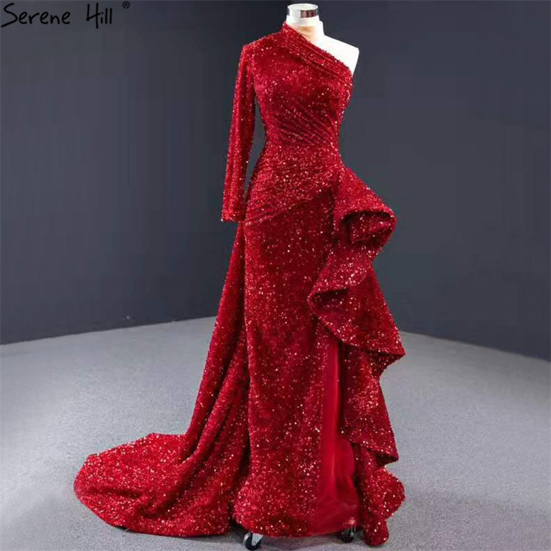 Dubai Luxury One Shoulder Red Evening Dresses 2020 Sequined Sparkle Mermaid Sexy Fromal Dress Serene Hill HM67056, Green
Dubai Luxury One Shoulder Red Evening Dresses 2020 Sequined Sparkle Mermaid Sexy Fromal Dress Serene Hill HM67056, Green