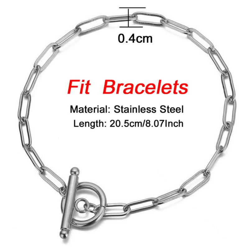 2020 New Minimalist Gold Plated Paperclip Chain Plain Circle Bar Necklace Stainless Steel Chain Necklace for Women