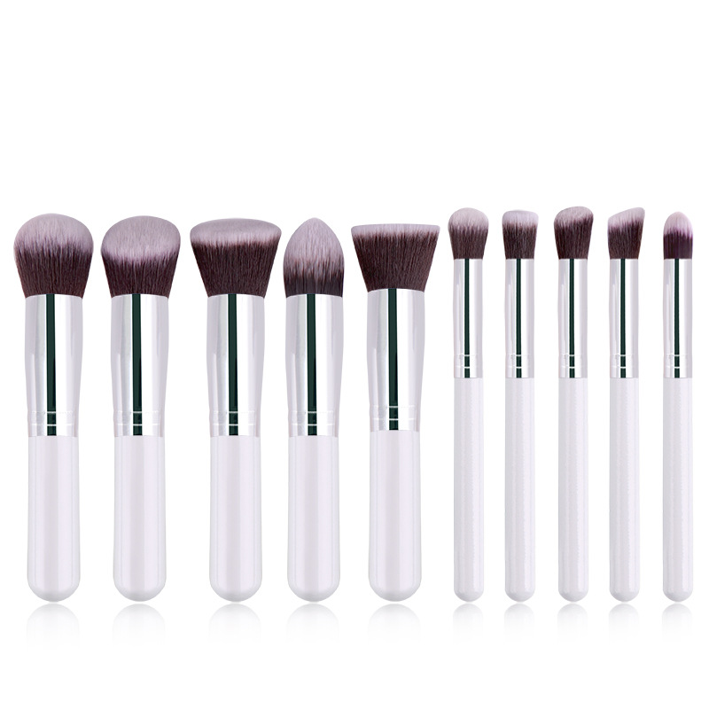 2020 Popular mini wooden makeup brush kit cheapest 10pcs cosmetics kit for beauty tools Foundation Blending Blush Brush Set Various Color