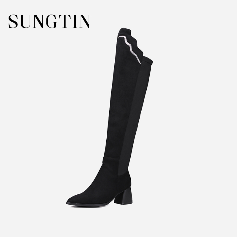 Sungtin New Design Flock Over The Knee Boots Women Riding Boots Sexy Pointed Toe Chunky High Heel Autumn Winter Thigh High, Black
Sungtin New Design Flock Over The Knee Boots Women Riding Boots Sexy Pointed Toe Chunky High Heel Autumn Winter Thigh High, Black