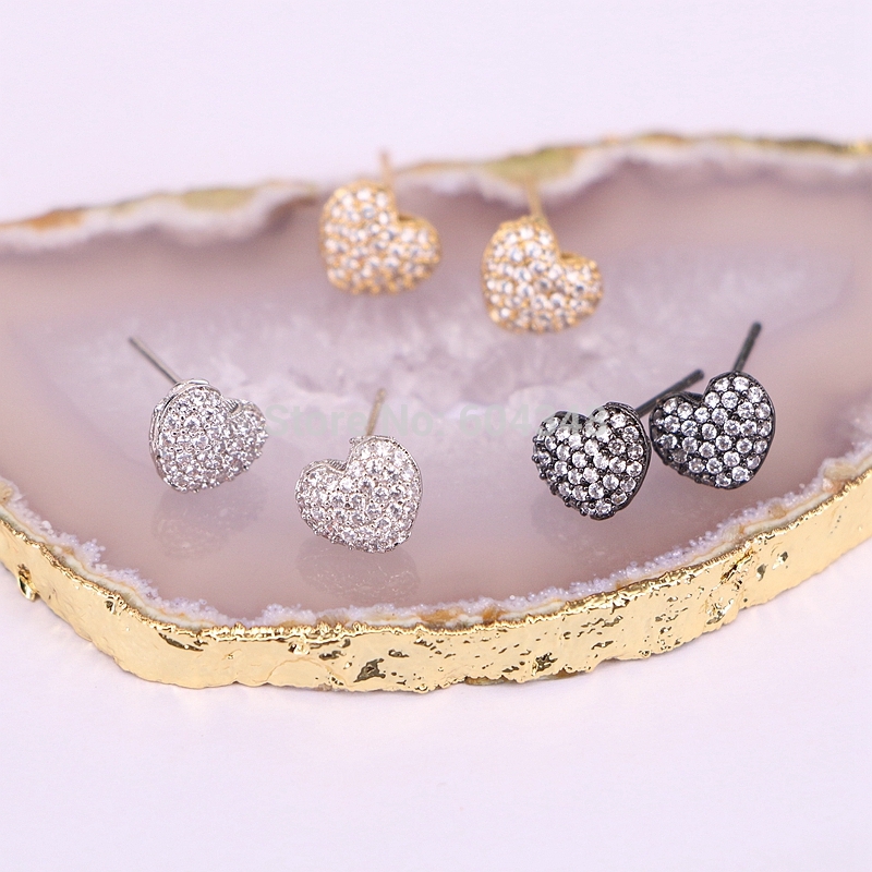 10Pairs, Fashion Gold Silver Color Black Heart Earring Micro Pave Clear CZ Zircon Stud Earrings For Women Jewelry Gift
10Pairs, Fashion Gold Silver Color Black Heart Earring Micro Pave Clear CZ Zircon Stud Earrings For Women Jewelry Gift