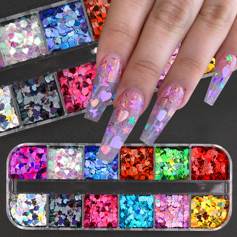 12 Grids/Set Holographics Nail Glitter Sequins 3D Love Butterfly Sequins Decoration Design Sticker Nail Art DIY Accessories, Black
12 Grids/Set Holographics Nail Glitter Sequins 3D Love Butterfly Sequins Decoration Design Sticker Nail Art DIY Accessories, Black