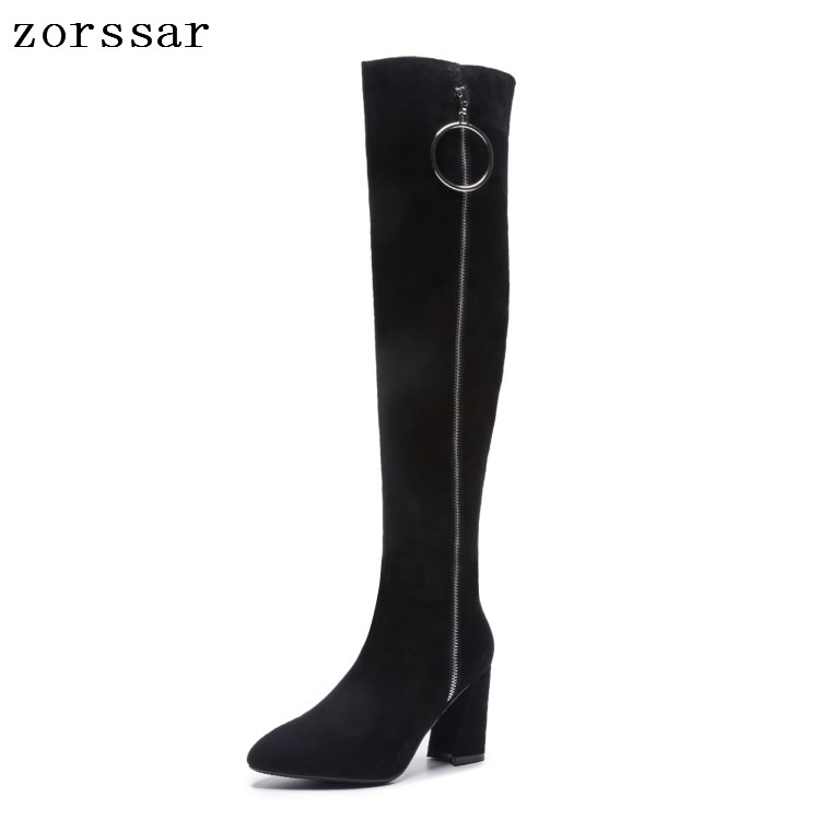 Zorssar} Fashion Suede leather Female High Boots Winter shoes Nubuck leather High Heel women Over The Knee boots Big Size 33-43, Black
Zorssar} Fashion Suede leather Female High Boots Winter shoes Nubuck leather High Heel women Over The Knee boots Big Size 33-43, Black