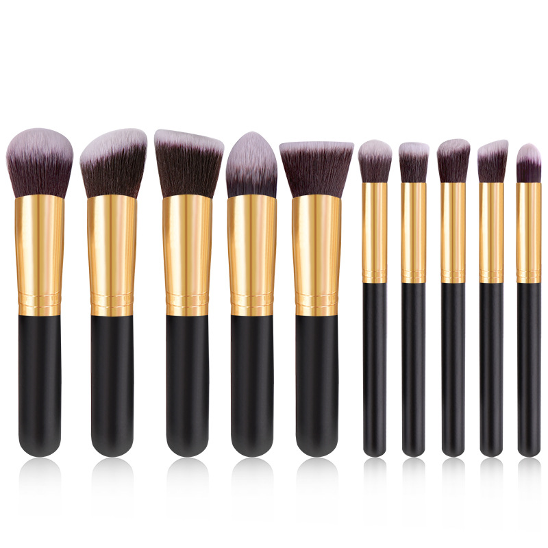 2020 Popular mini wooden makeup brush kit cheapest 10pcs cosmetics kit for beauty tools Foundation Blending Blush Brush Set Various Color