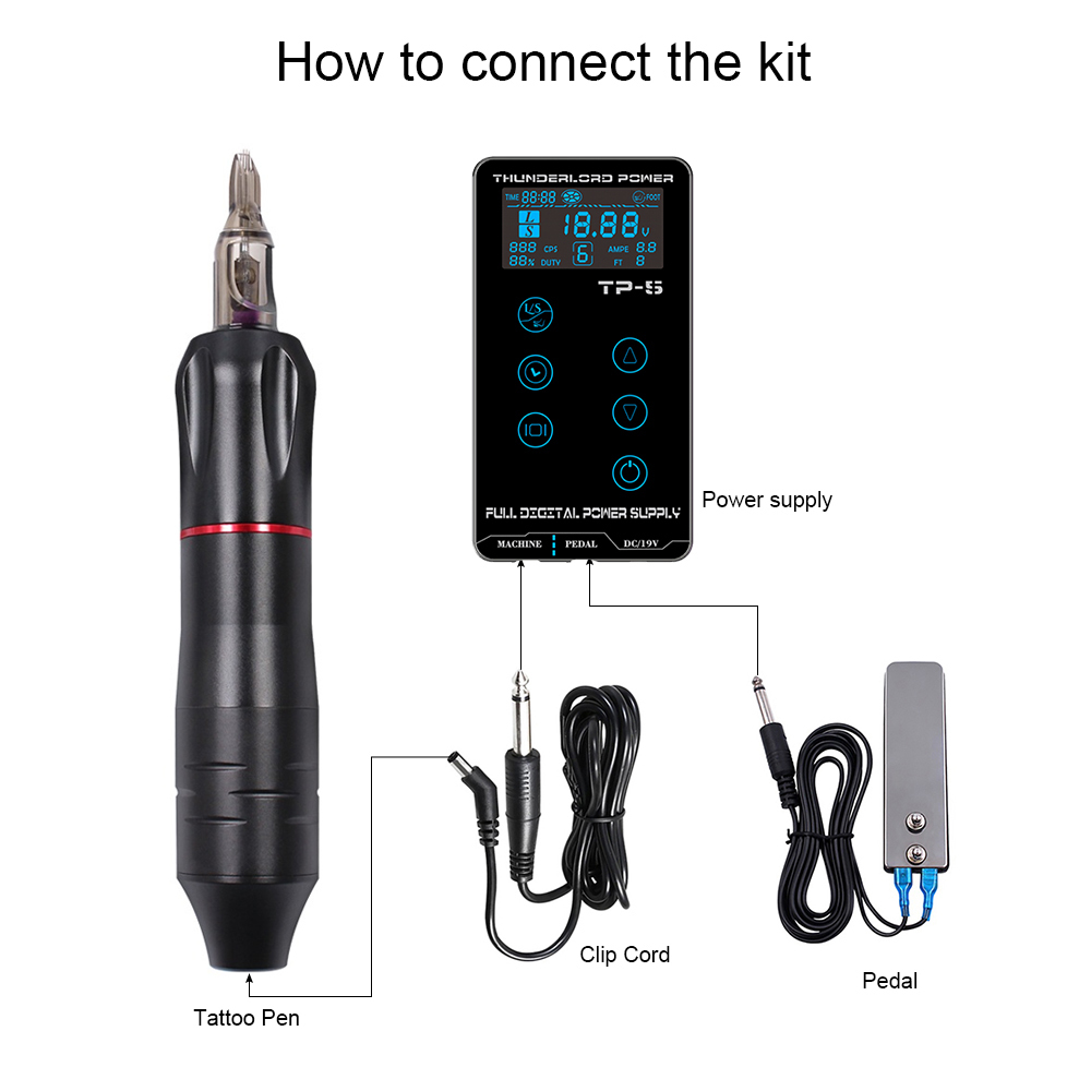 Complete Tattoo Machine Kit LCD Touch Screen Power Tattoo Pen machine Set with Needle For Tattoo Eyebrow Tattooist Beginner T200609