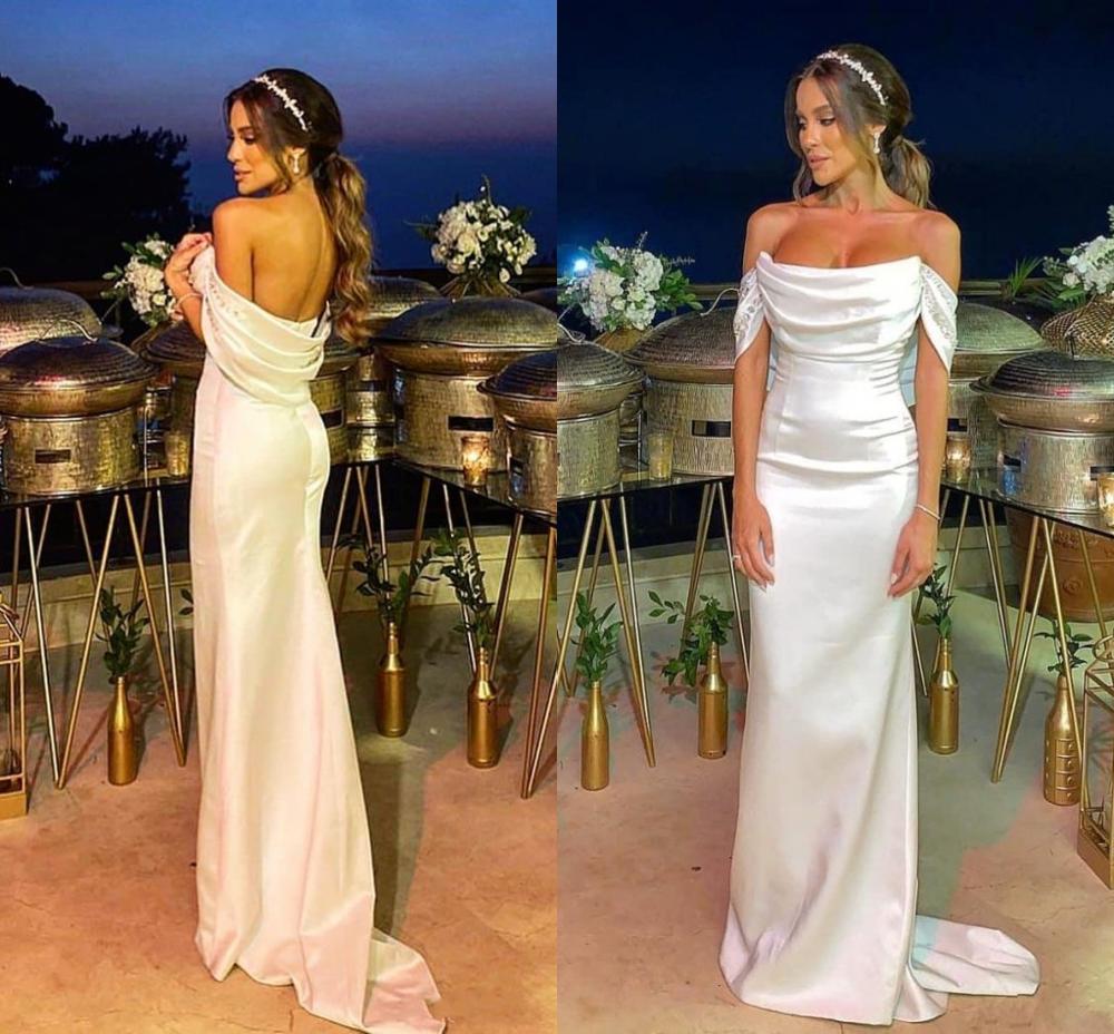 simple cheap beach wedding dresses strapless off shoulder beaded bridal dress sheath sexy wedding gowns vestidos de noiva