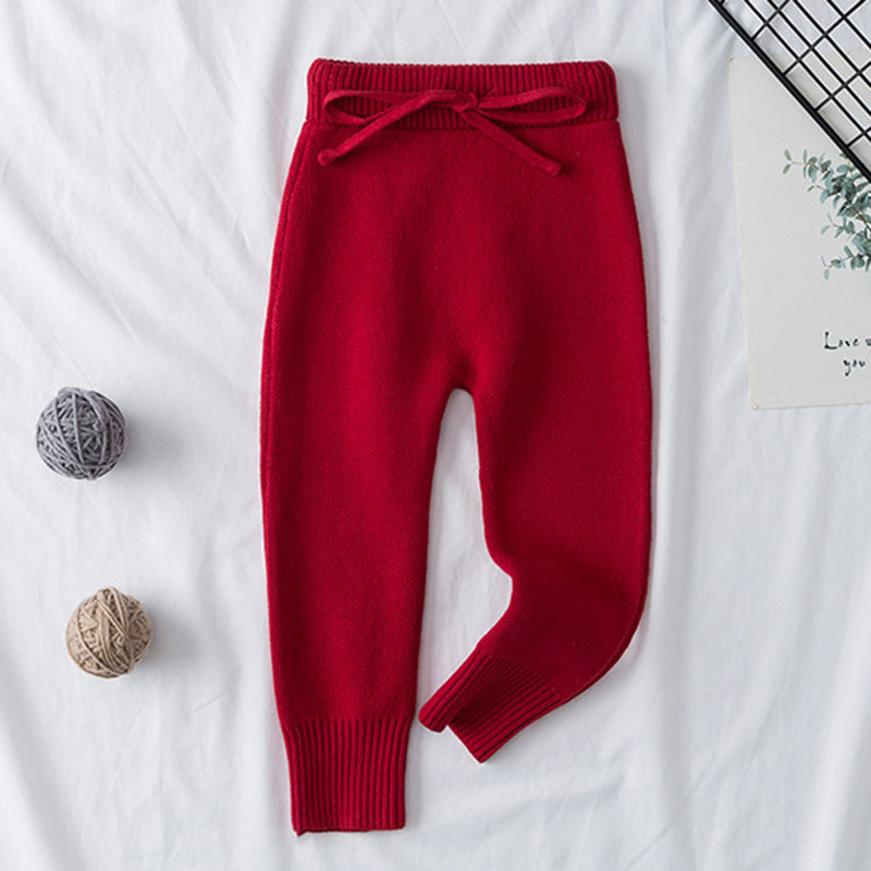 Kids Girls Boys Pants Winter Fall Knitted Pants Toddler Bottom Pants Little Child Solid Color Boys Elastic Leggings Clothing LJ200828