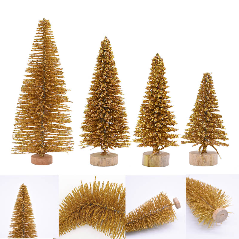Christmas Decorations 6.5cm To 16cm Small Decorated Tree Fake Pine Mini Artificial Santa Snow Home Decoration