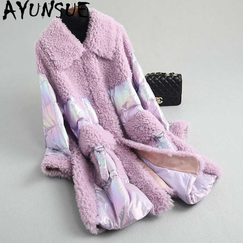 AYUNSUE Real Fur Coat Female Sheep Shearling White Duck Down Jacket Women Winter Clothes 2020 Long Sheep Fur Down Parkas 59409, Purple
AYUNSUE Real Fur Coat Female Sheep Shearling White Duck Down Jacket Women Winter Clothes 2020 Long Sheep Fur Down Parkas 59409, Purple