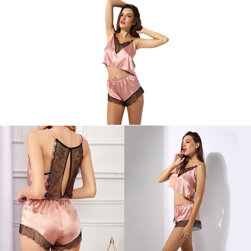 Floral Lace Satin Top with Shorts Sexy Sleepwear Deep V Pajama Set Elegant Loungewear Cute Pijama, As pic
Floral Lace Satin Top with Shorts Sexy Sleepwear Deep V Pajama Set Elegant Loungewear Cute Pijama, As pic
