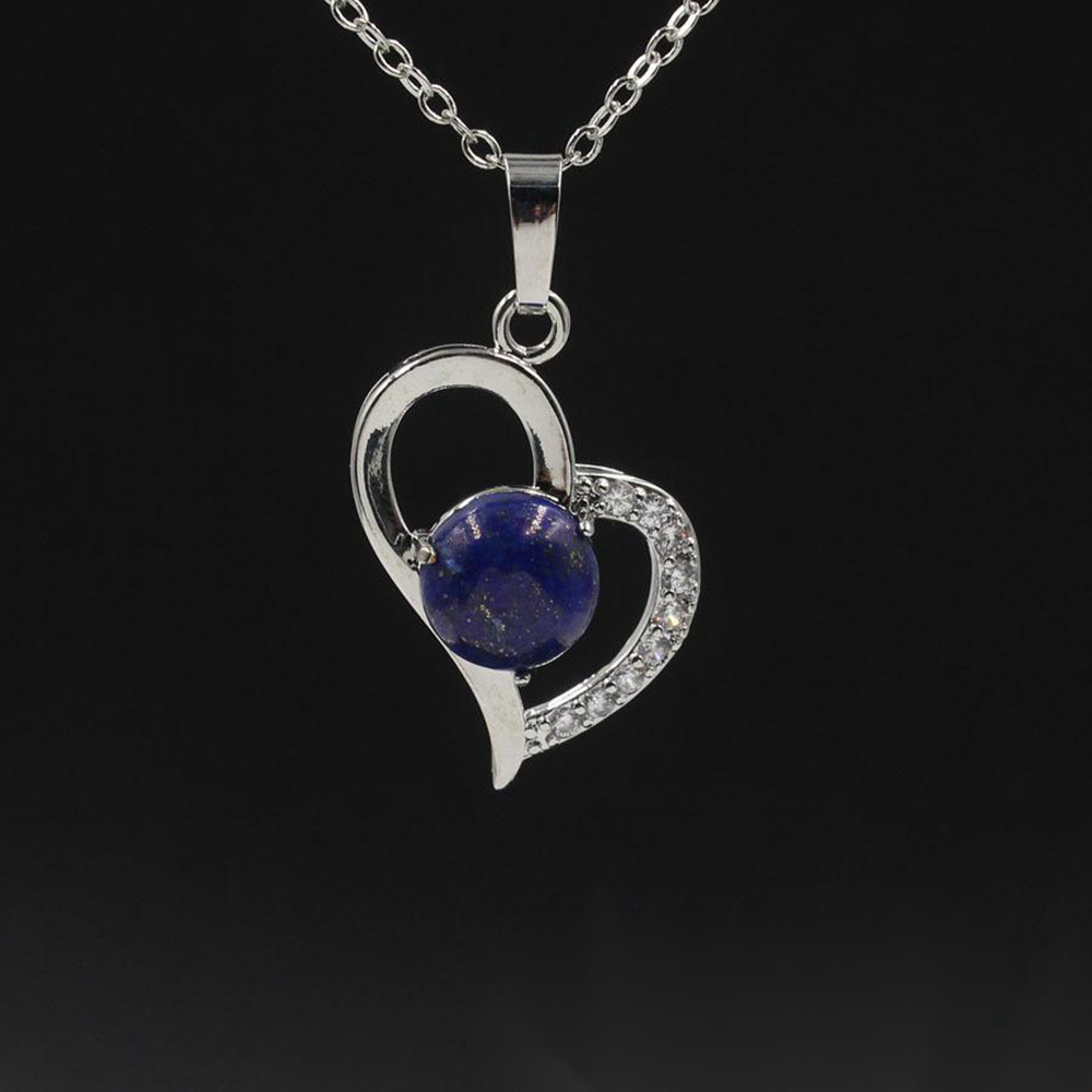 QIMOSHI Infinity Love Heart Pendant Necklace for Friend monther Crystal Chakra Yoga Jewelry Available in Various Colored Stones