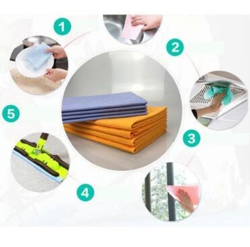 8pcs/set Shamwow Towel Water Absorbent Cloth Dish Towels Rag Cleaning Cloths Kitchen Household Nonstick Oil Cleaning Cloths