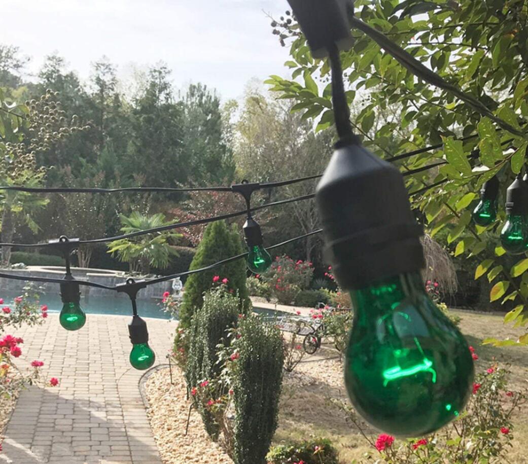 S14 E27 Commercial Grade Black Wire Cable Waterproof Vintage Style Party Globe Led Light Outdoor Festoon String Christmas Wedding