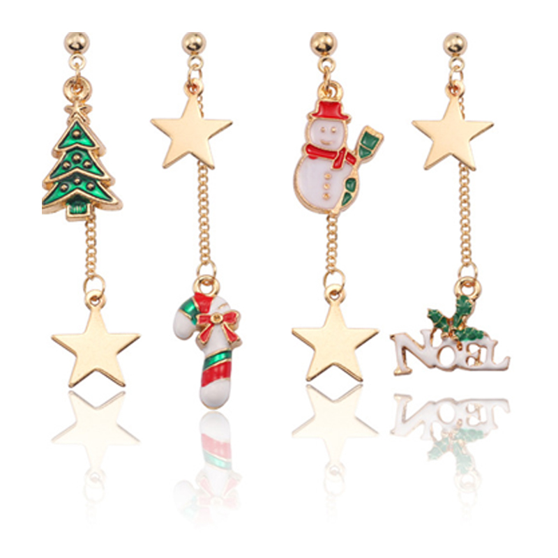 Trendy Star Christmas Tree Snowman Long Tassel Earrings For Women Chic Gold Asymmetry Stud Earings Xmas Jewelry Gifts Brinco
Trendy Star Christmas Tree Snowman Long Tassel Earrings For Women Chic Gold Asymmetry Stud Earings Xmas Jewelry Gifts Brinco