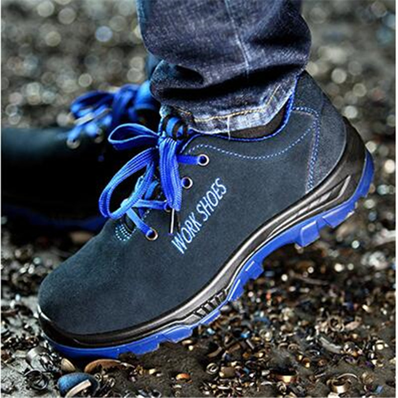 Cow Suede Safety Shoes Men EU Standard Smash-proof puncture-proof Welding Work shoes Steel Toe Non-slip safety boots, Blue
Cow Suede Safety Shoes Men EU Standard Smash-proof puncture-proof Welding Work shoes Steel Toe Non-slip safety boots, Blue