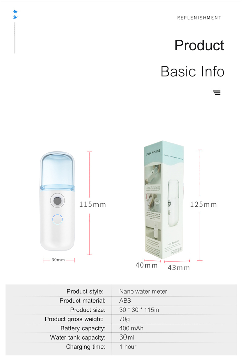 Portable Hydrating Sprayer Beauty Spray Apparatus Humidifier Rechargeable Nano Spray Hydrating Apparatus Cold Spray Apparatus With Package
