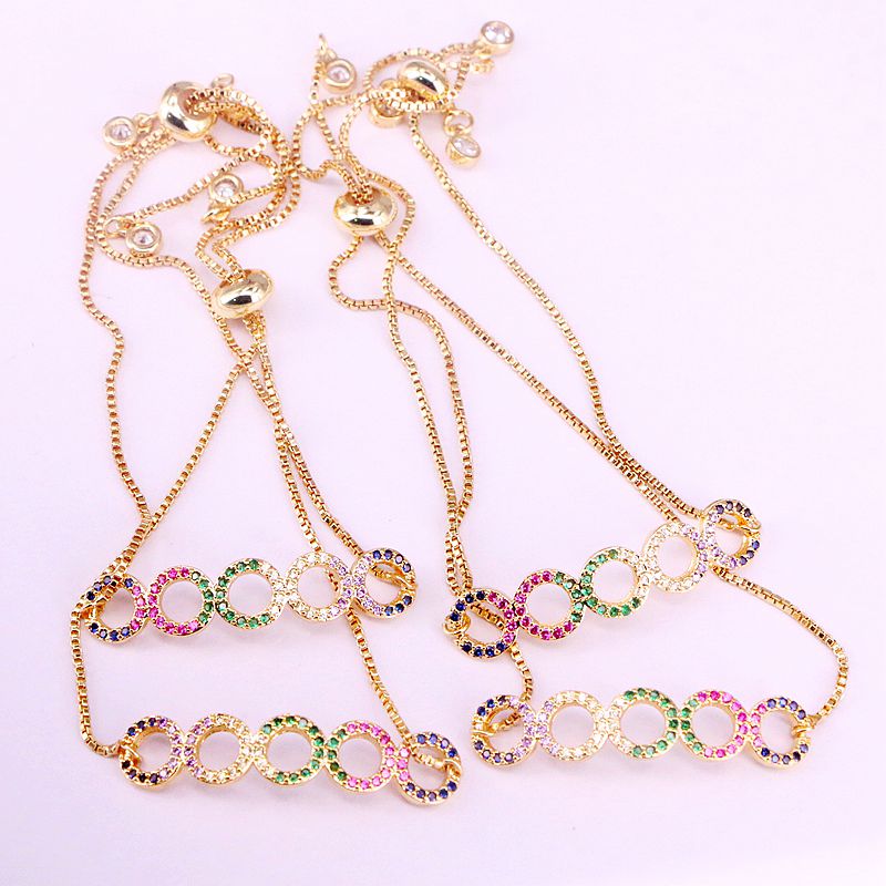 6PCS, Fashion Rainbow Bracelet Slider Link Chain Rainbow Jewelry Zirconia Micro Pave CZ Charm Circles Bracelets
6PCS, Fashion Rainbow Bracelet Slider Link Chain Rainbow Jewelry Zirconia Micro Pave CZ Charm Circles Bracelets