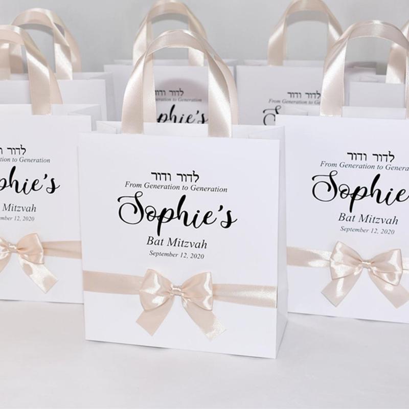 Personalized 30 Bat Mitzvah gift bags with satin ribbon bow and yuor name. Elegant Bat Mitzvah or Party Favors
Personalized 30 Bat Mitzvah gift bags with satin ribbon bow and yuor name. Elegant Bat Mitzvah or Party Favors