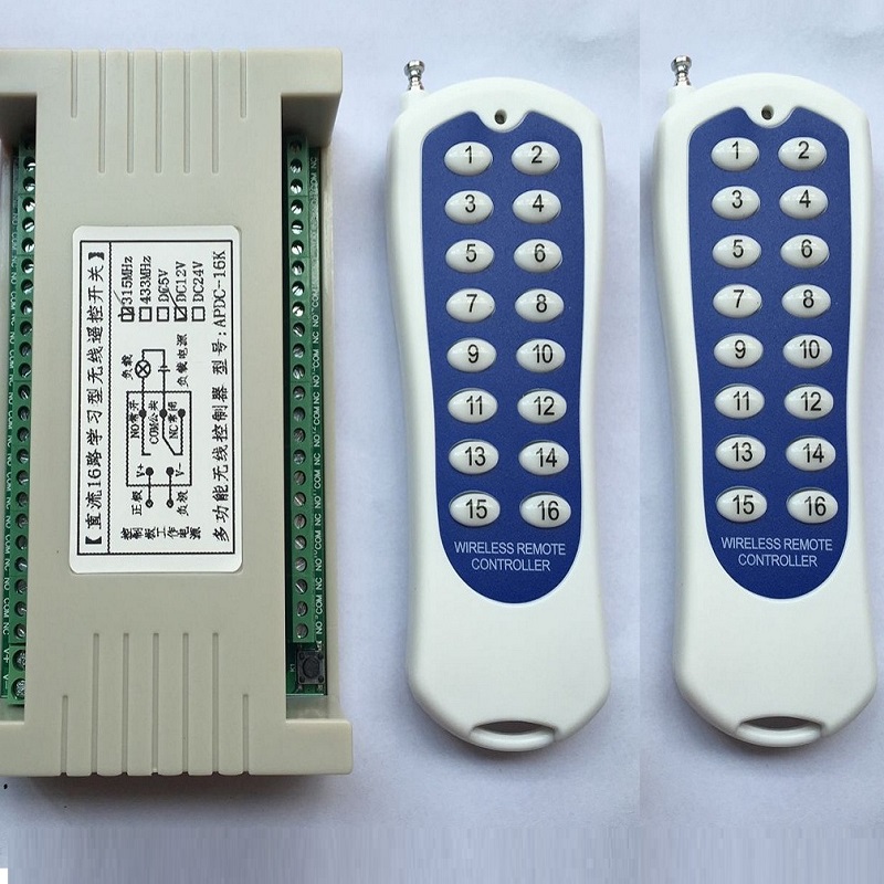 16CH DC 12V 24V RF automation remote control switch 315MHZ 2pcs transmitters & 1pcs recevier wireless switch Radio smart control
16CH DC 12V 24V RF automation remote control switch 315MHZ 2pcs transmitters & 1pcs recevier wireless switch Radio smart control