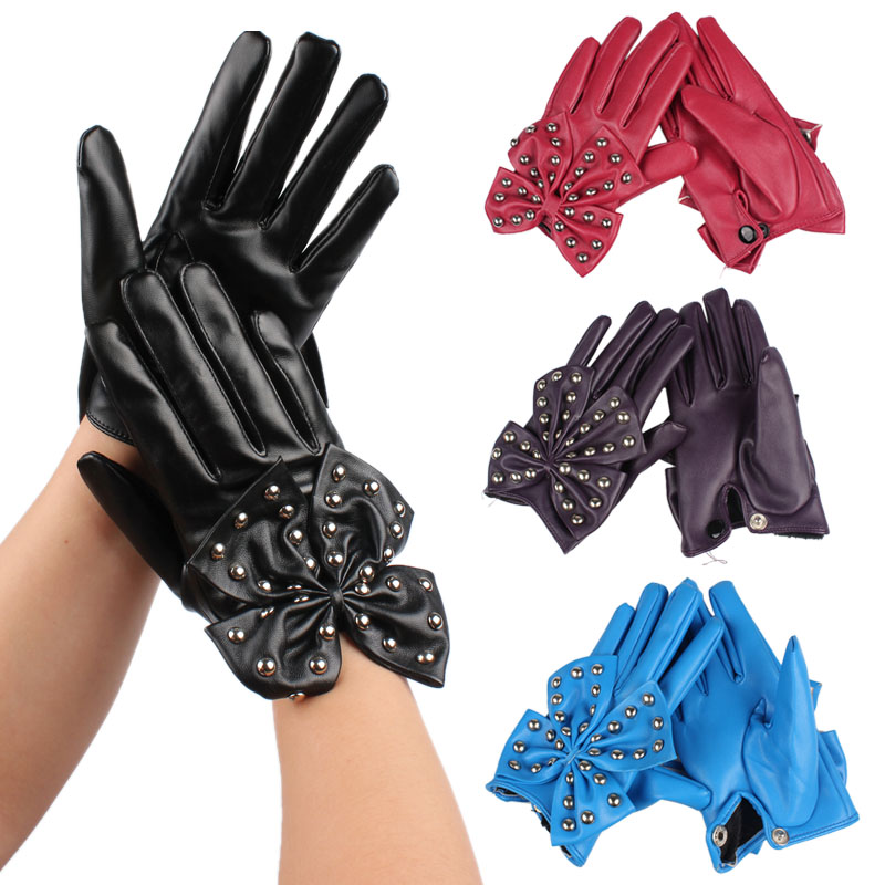 Fashion Lady Girl Soft PU Leather Fingers Gloves With Rivets Butterfly Bow Decoration High Quality
Fashion Lady Girl Soft PU Leather Fingers Gloves With Rivets Butterfly Bow Decoration High Quality
