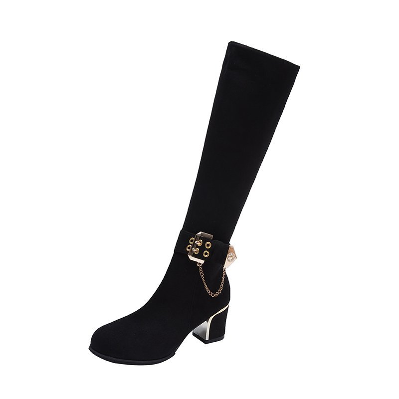 shoes woman Leather Metal Round Toe Punk Style Women Knee High Boots Rivet Belt Buckle Motorcycle Boots Fashion Women's Shoes, Black
shoes woman Leather Metal Round Toe Punk Style Women Knee High Boots Rivet Belt Buckle Motorcycle Boots Fashion Women's Shoes, Black