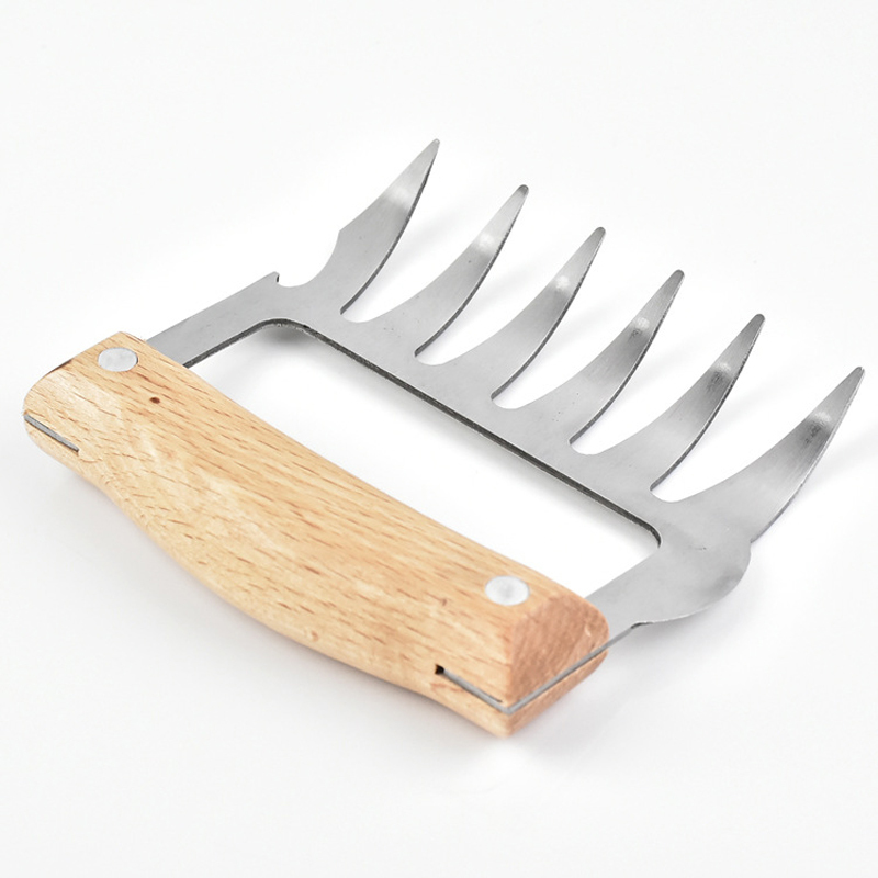 Metal Meat Claws Stainless Steel Meat Forks With Wooden Handle Durable BBQ Meat Shredder Claws Kitchen Barbecue Tool Garras De Carne