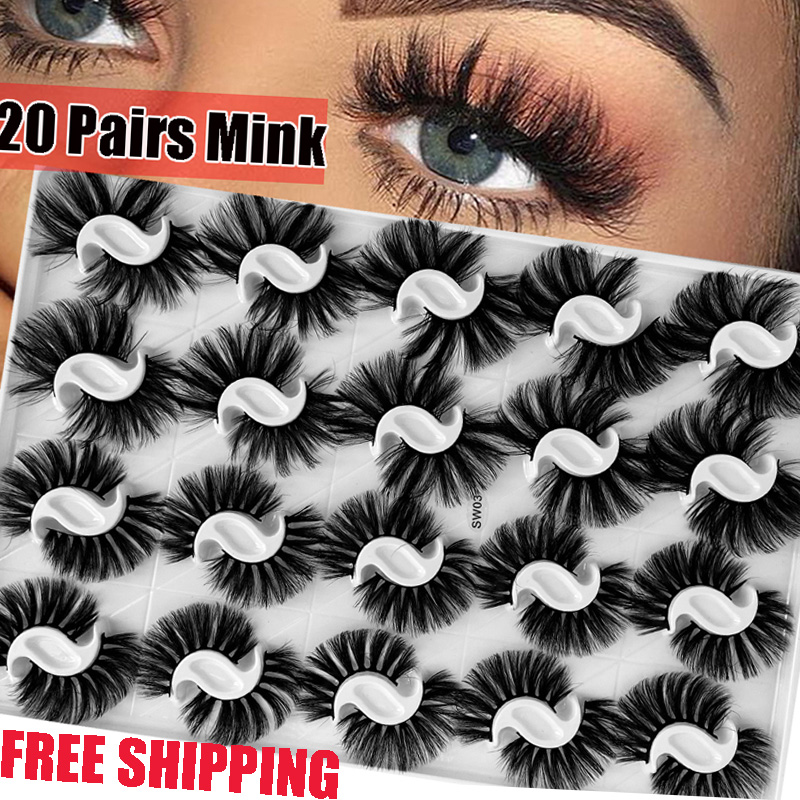 10/20Pairs Natural False Eyelashes Fake Lashes Long Makeup 3D Mink Eyelashes Makeup Eyelash Extension Mink for Beauty