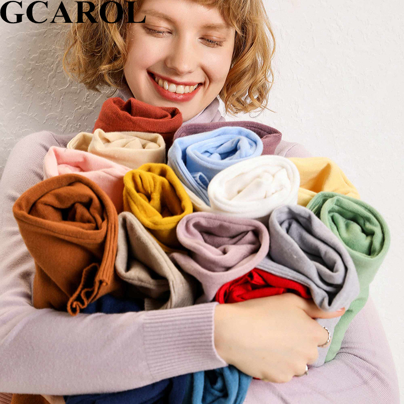 GCAROL New Women 30% Wool Turtleneck Sweater Fall Winter Jumper Render Knit Basic Pullover Solid Color OL Lady Knitted Tops Y200819