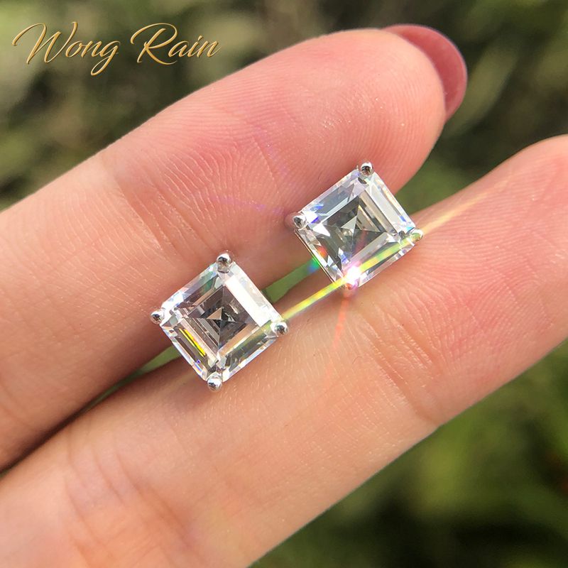 Wong Rain Classic 100% 925 Solid Sterling Silver 7 * 7 MM Created Moissanite Gemstone Ear Studs Earrings Fine Jewelry Wholesale
Wong Rain Classic 100% 925 Solid Sterling Silver 7 * 7 MM Created Moissanite Gemstone Ear Studs Earrings Fine Jewelry Wholesale